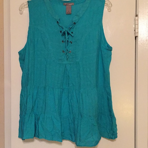 New Directions weekend sleeveless Teal Top - Picture 6 of 8